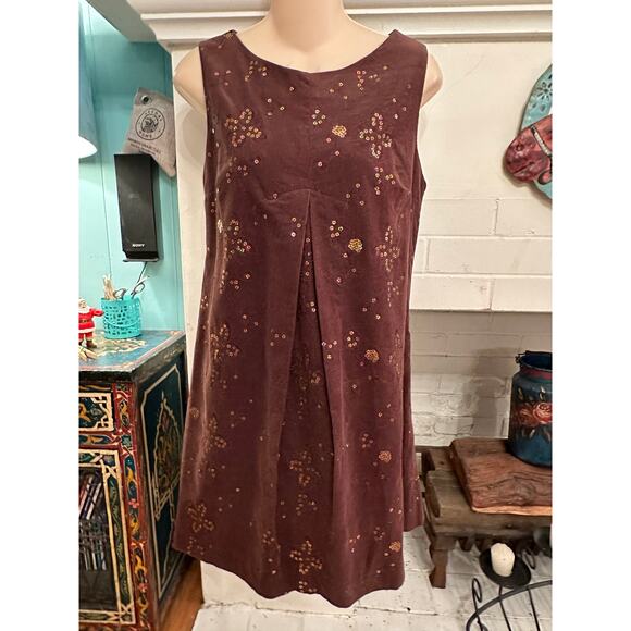 VINTAGE Y2K LE SHACK TRACY FEITH CORDUROY SEQUIN SHIFT DRESS - MOD STYLE 6 - Picture 1 of 11